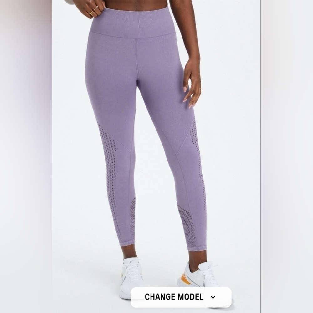 Fabletics Sync Seamless High-Waisted 7/8 Leggings, Color Washed Violetta Size S